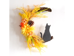 Laxiscreed Coroa De Halloween Com Gato E Lua, Decoração De Porta Festiva Com Embalagem De Papel