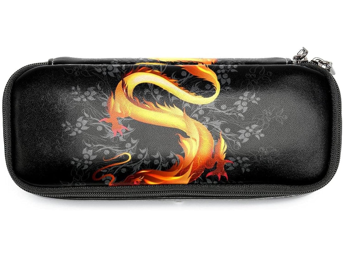 Organizador amplo com estampa de dragão oriental, ideal para escola, mesa de trabalho, adultos e crianças.