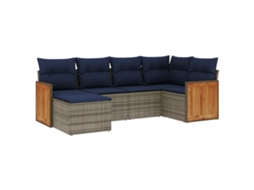 Conjunto de Sofá de Jardim, 6 Peças, Almofadas, Rattan Cinza MAISON EXCLUSIVE
