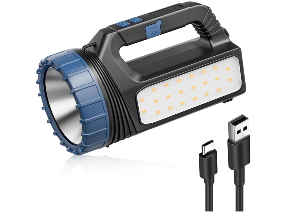 Lanterna Solar Portátil Multifuncional com Led de 8000 Lúmens e Luz Estroboscópica Emergência, Preta Setup Gamer STELASPLEN