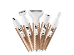 Depiladora, 5 in 1 Barbeador Elétrico Feminino, Aparador Facial, Aparador de Biquíni SPQMENT (dourado)
