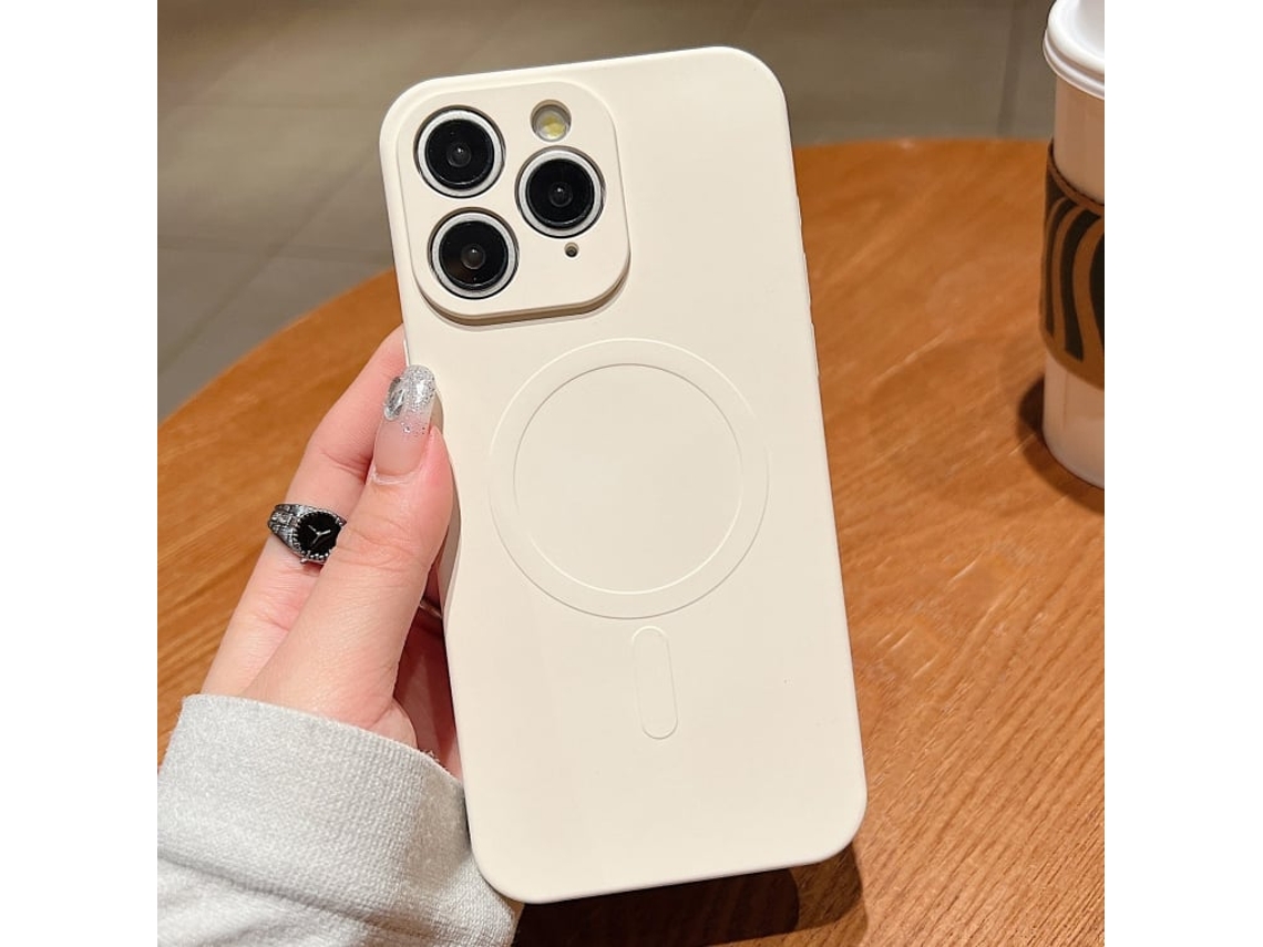 Capa Magsafe Para Iphone 11 Pro Max - Silicone Líquido Com Cor Sólida | Magnética - Branco Antigo