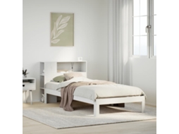 Cama Com Estante Sem Colchão 75x190 Cm Pinho Maciço Branco