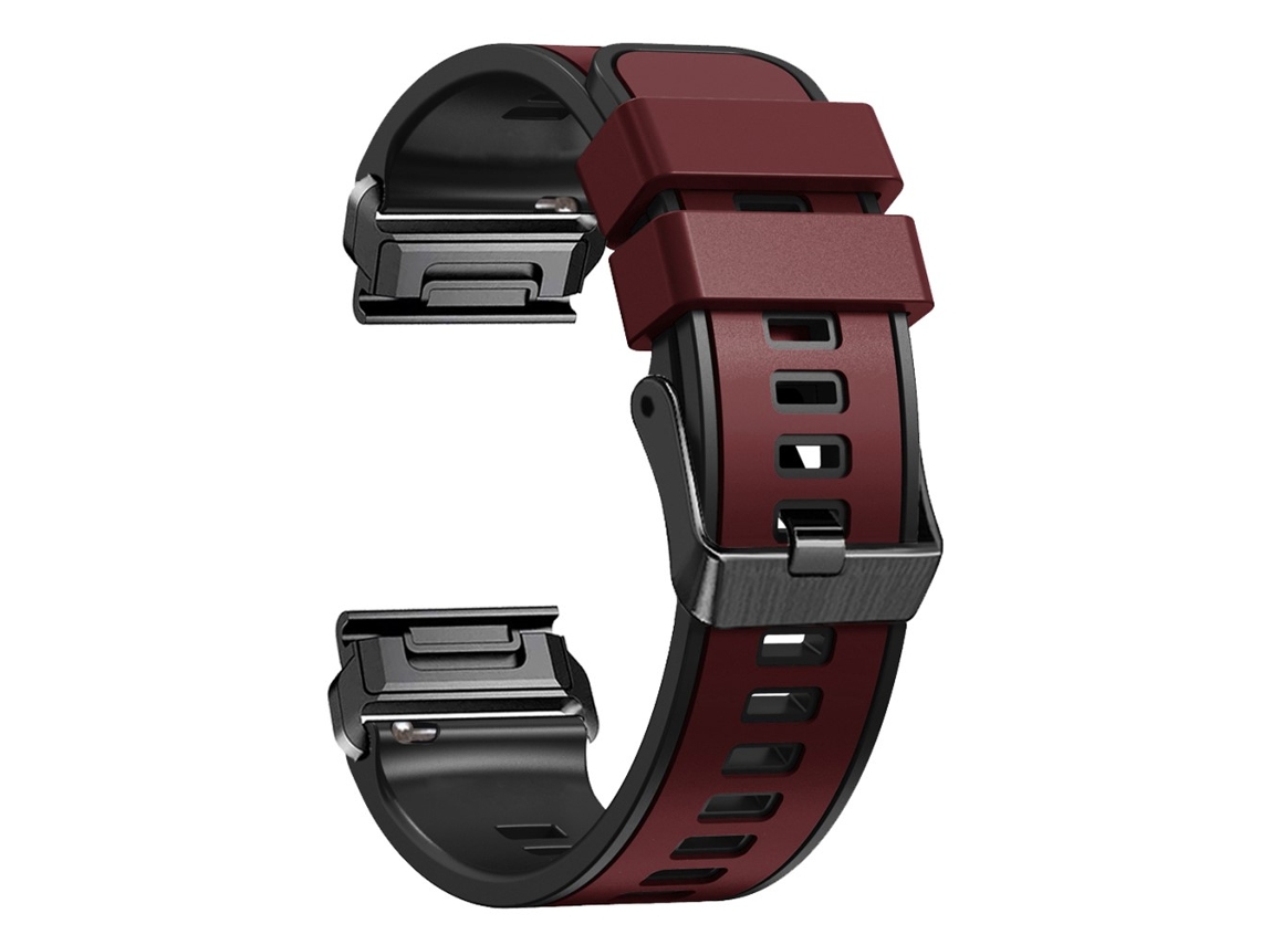 Bracelete Silicone Liberação Rápida Duas Cores para Garmin Descent G1/Instinct 2 Vinho Tinto/Preto