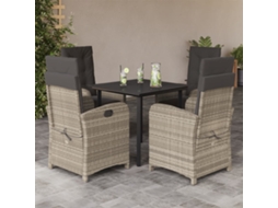 Vidaxl 5 Pcs Conjunto De Jantar P/ Jardim C/ Almofadões Cinzento Claro