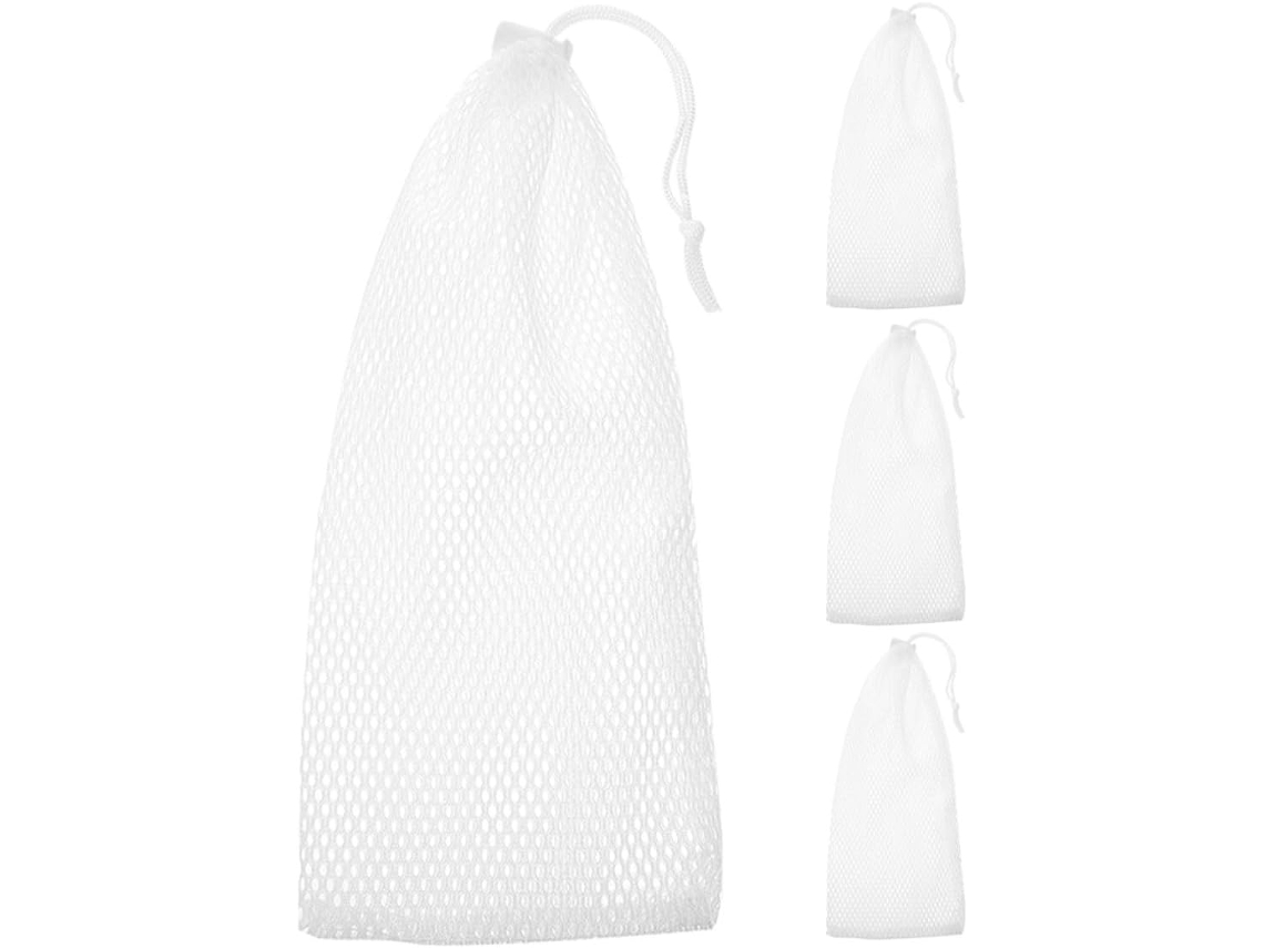 Kit de 4 Peças de Rede para Alimentação de Pássaros em Poliéster Branco com Cordão, para Alimentar Pequenos Pássaros e CHABERLU