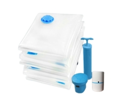 Saco De Armazenamento A Vácuo Para Viagem Com Bomba Ar Manual (azul-rrb-lue), Compressão Roupas, Bols Compacta Que Economiza Espaço.