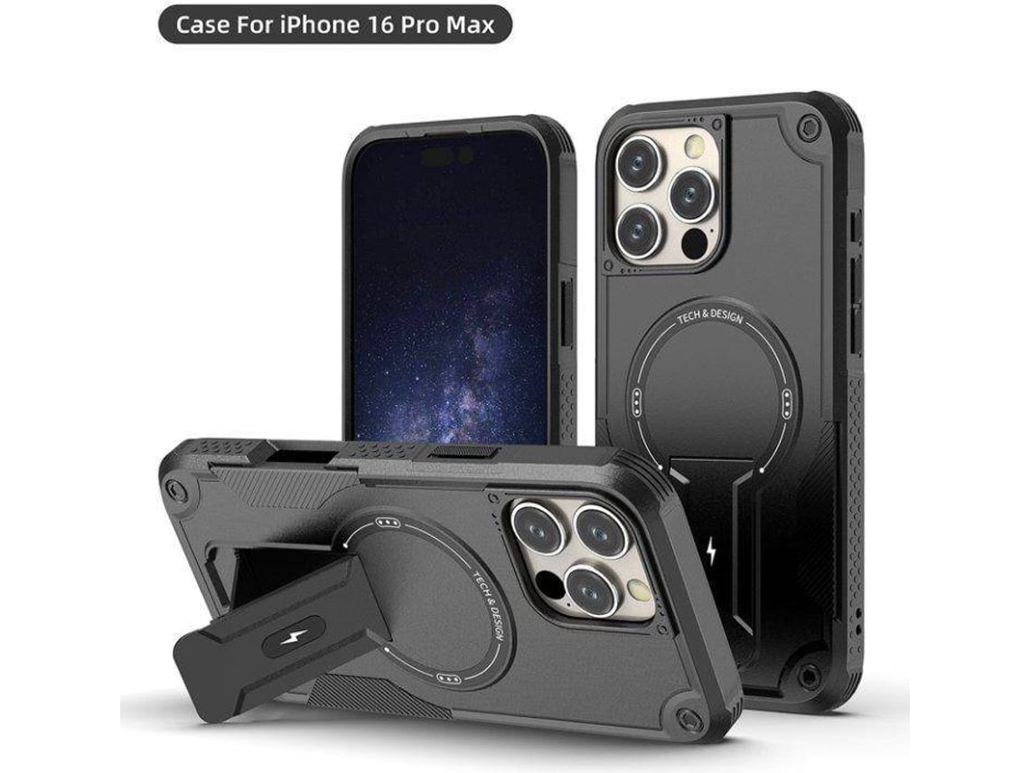 Capa Magsafe Iphone 16 Pro Max Com Suporte, Carregamento Sem Fio, Proteção Antichoque, Dupla Camada Pctpu E Cantos Reforçados