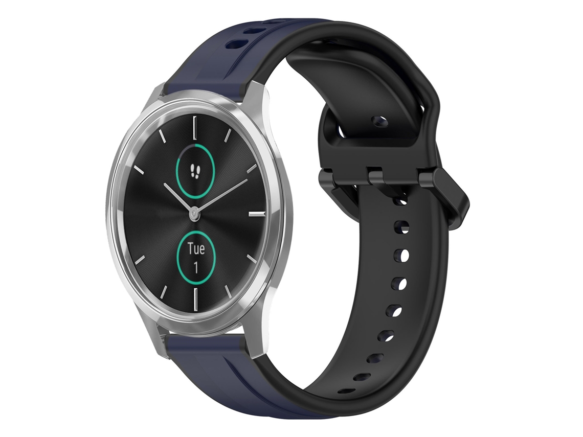 Bracelete de Smartwatch para Garmin VivoMove Luxe 20mm Loop Convexo de silicone de duas cores (azul meia-noite + preto)