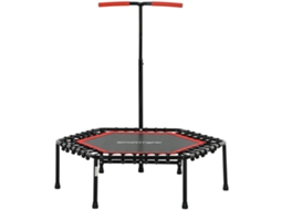 Trampolim fitness 114 cm, vermelho, silencioso, cordas elásticas, alça 3 posições S/MARCA