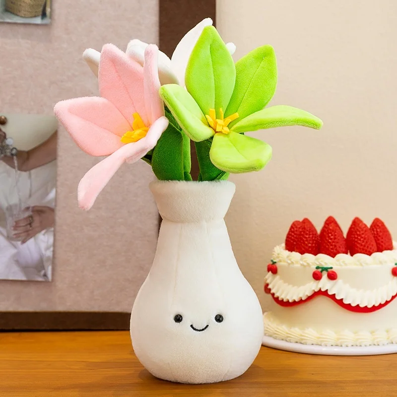 (lírios) Vaso De Pelúcia Artificial Fofo, Buquê Criativo Para Decoração De Casa