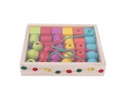 Walshlxq brinquedo Educativo de Madeira com Contas para Enfileirar e Empilhar para Bebês e Crianças Pequenas