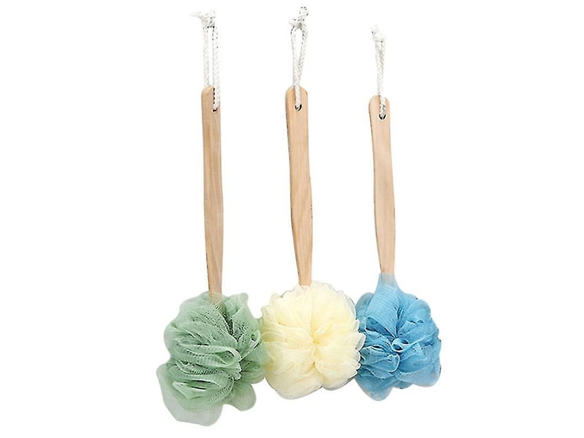 2026 3pcs Cepillos de Baño de Mango Largo de Madera Escrubas para Espalda Portátiles