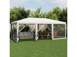 Vidaxl Tenda P/ Festas C/ 10 Paredes Laterais Malha 6x4 M Pead Branco