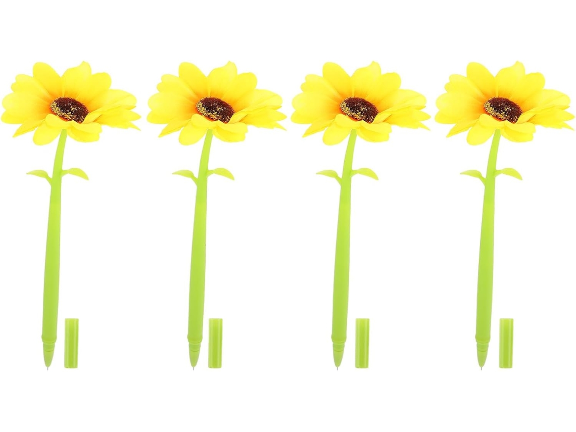 4 Caneta de Tinta Gel em Preta, para Escritório, Conjunto de 4 Canetas de Tinta Gel Sunflower CHABERLU