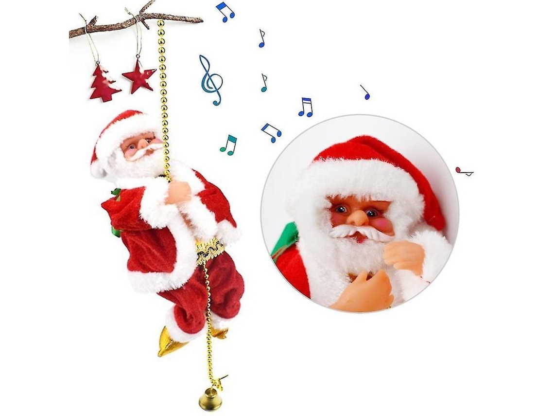 Muñeco Eléctrico Musical De Papá Noel Trepador Com Corda Para Decoração De Natal Presente Brinquedo Vermelho 2025