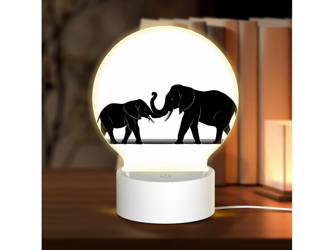 Luz Noturna Infantil Com Estampa Elefante Velho E Filhote,