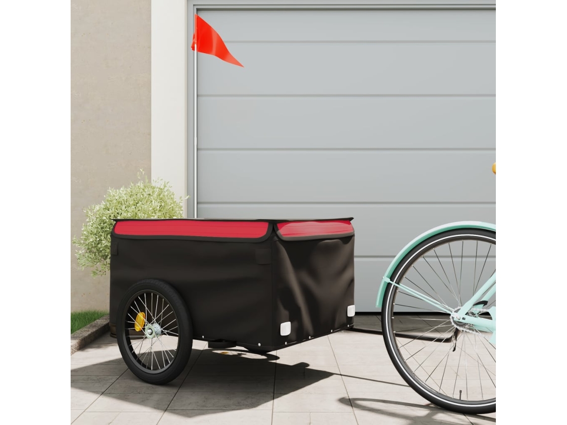 Vidaxl Reboque Para Bicicleta 45 Kg Ferro Preto E Vermelho