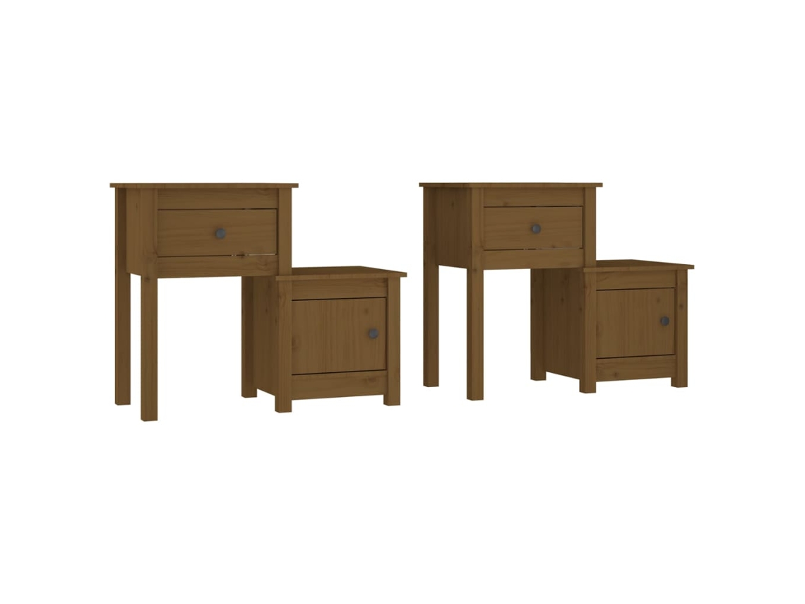 Bedside Cabinet, Bedside Cabinets Vidaxl Marrom Madeira De Pinho (n/a)