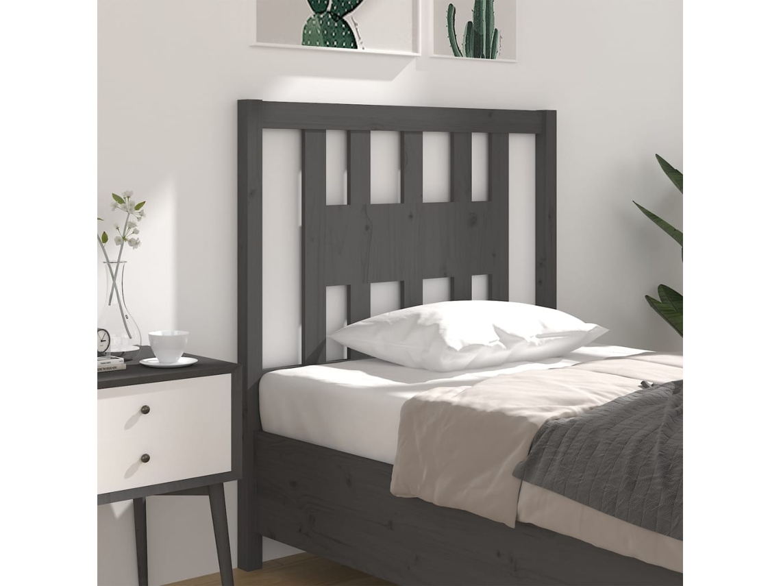 Vidaxl Cabeceira De Cama 106x4x100 Cm Pinho Maciço Cinzento