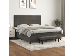 Vidaxl Cama com Molas/colchão 160x200 Cm Veludo Cinzento escuro