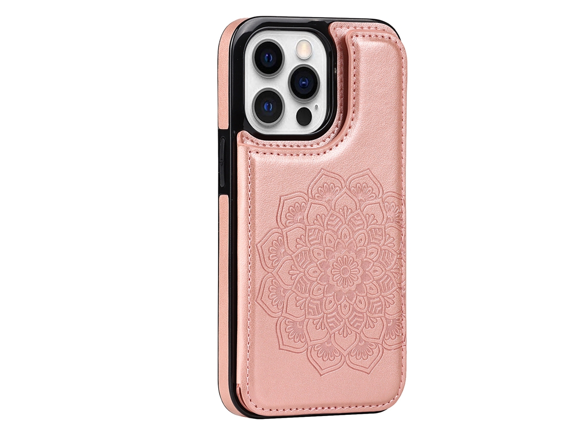 Compatível Com O Iphone 17 Pro, Esta Capa Para Celular Possui Um Compartimento Para Cartão Sim, Fecho Magnético Em Formato De Flor E Design Tipo Carte