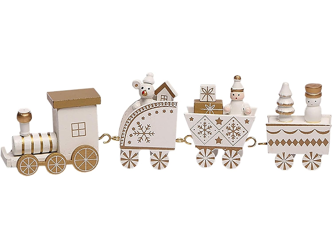 Minitrem de Madeira para Decoração de Natal Presente de Natal para Crianças Decoração de Mesa