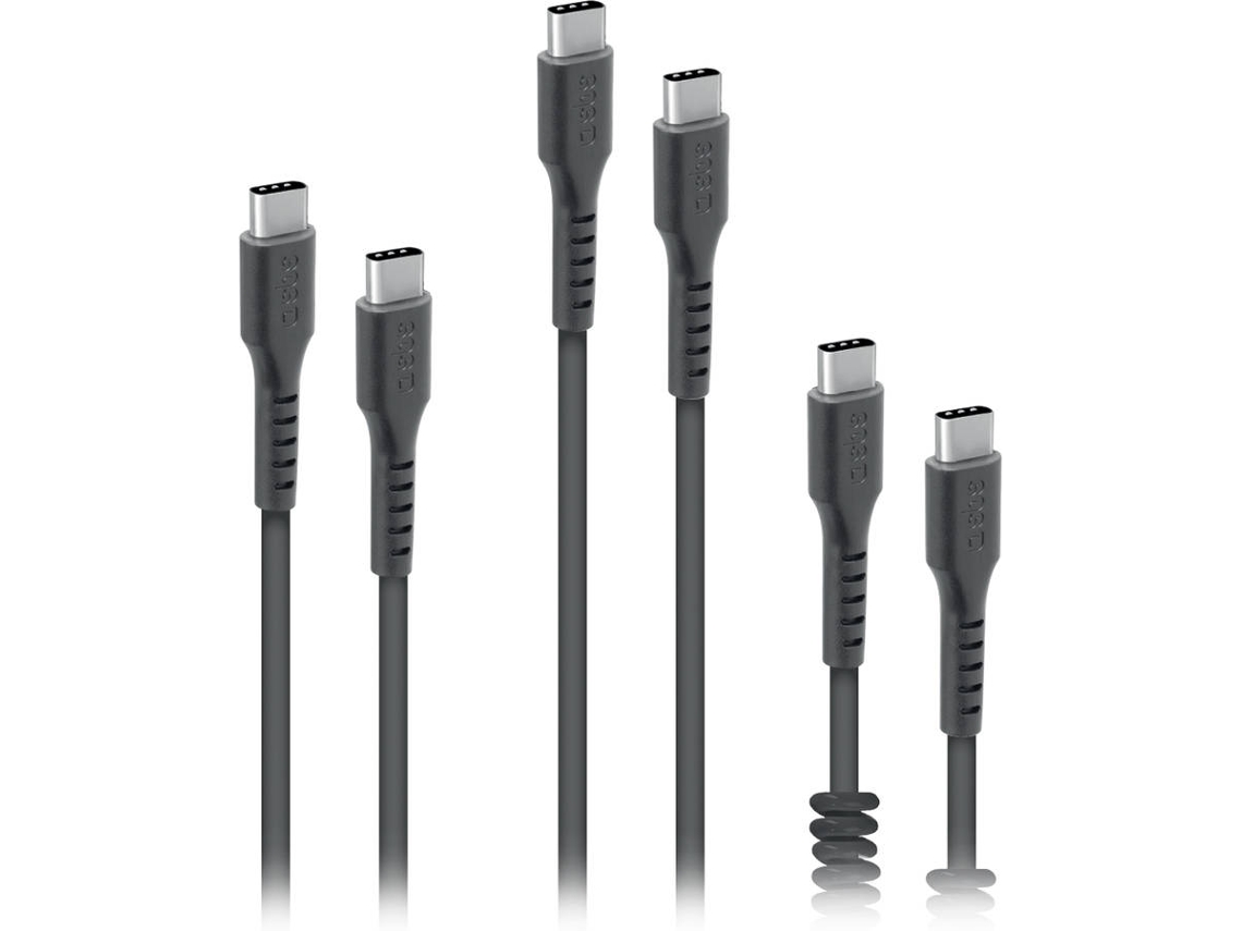 Kit 3 Cabos USB C - USB C SBS Preto
