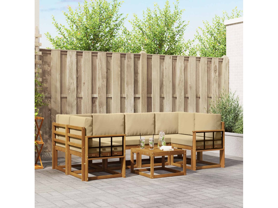 Vidaxl Conjunto De Sofás Para Exterior 7 Unid. Natural E Bege