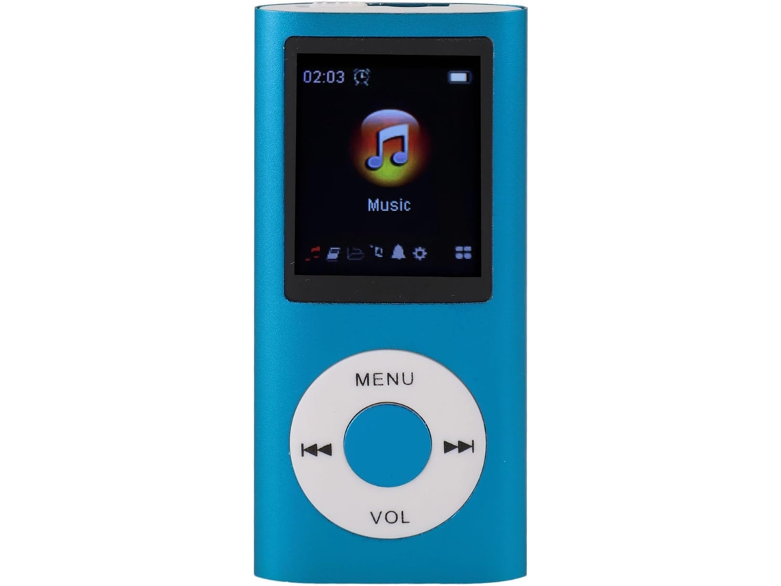 Reprodutor de MP3/MP4, 8 horas de mixagem de som HiFi sem perdas de alta qualidade, chip de redução de ruído, tempo de reprodução em sete visualizações (azul)