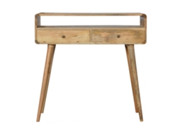 Mesa Console Em Madeira Maciça Oak Ish Com Curva, 2 Gavetas E Compartimento Aberto, Bege ARTISAN FURNITURE EST 1995 TM