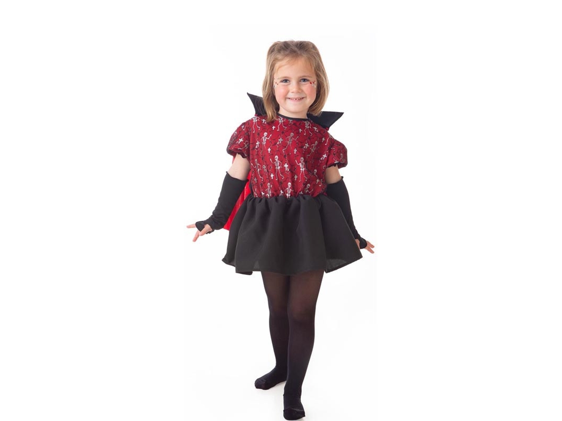 Fato de vampiro esqueleto elegante com capa para menina
