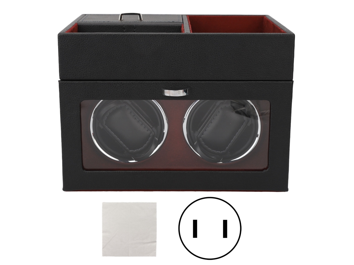 Enrolador De Relógios Duplo Vertical Luz Ajustável Silencioso 100‑240v Vermelho Vinho