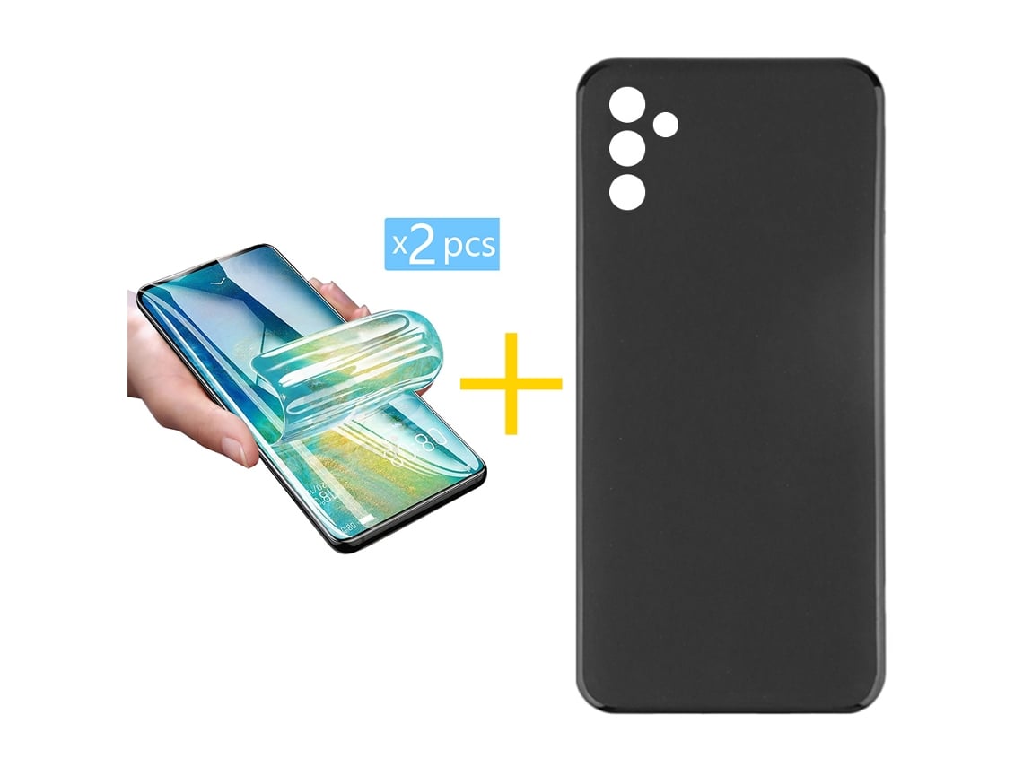 Pack 2 X Película de Hidrogel + Capa GANDY Samsung Galaxy A14 5G Silicone Liso Preto