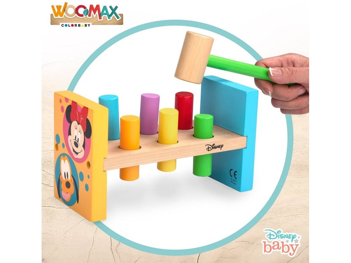 Jogo Didáticos WOOMAX Cubo 13 peças de encaixar de madeira disney (15x15x15  cm - 12 meses)