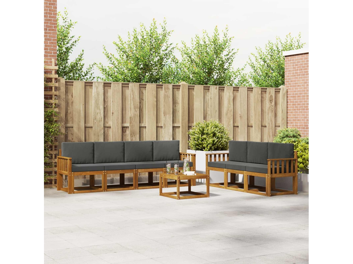 Vidaxl Conjunto De Sofás Para Exterior 8 Pcs Natural E Antracite