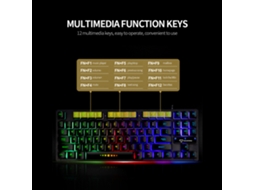 Aetheria teclado Gamer Gk 10 Fio Usb 87 Teclas Retroiluminação Colorida Ergonômico Preto
