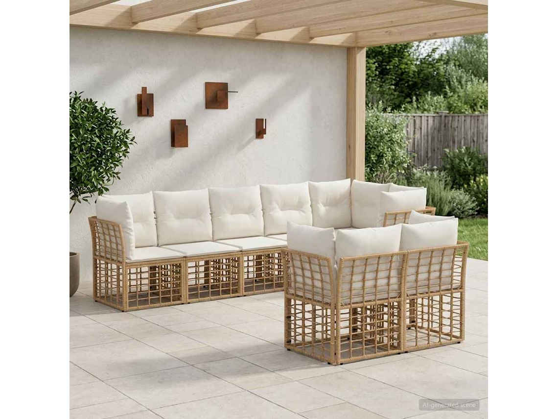 Vidaxl Conjunto De Sofás Para Exterior Natural Poliéster