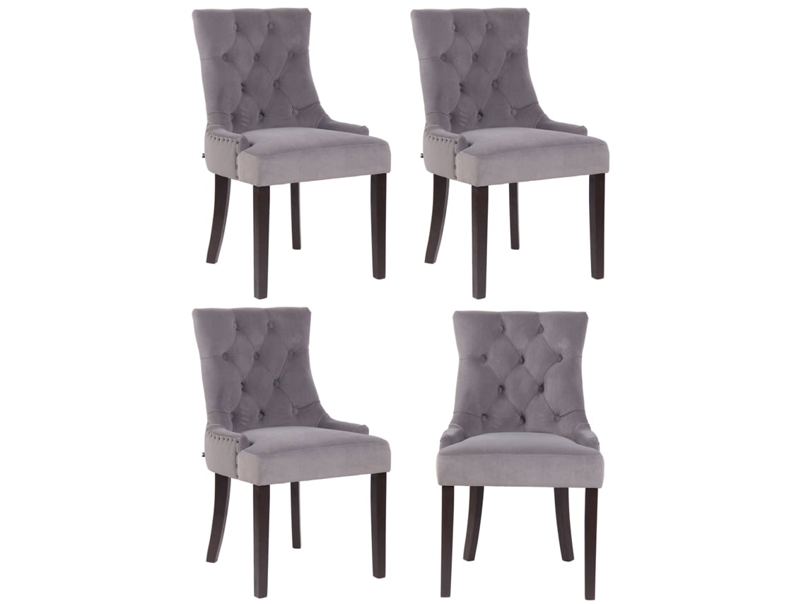 Conjunto de 4 cadeiras de jantar Veludo Aberdeen cinza/antigo CLP