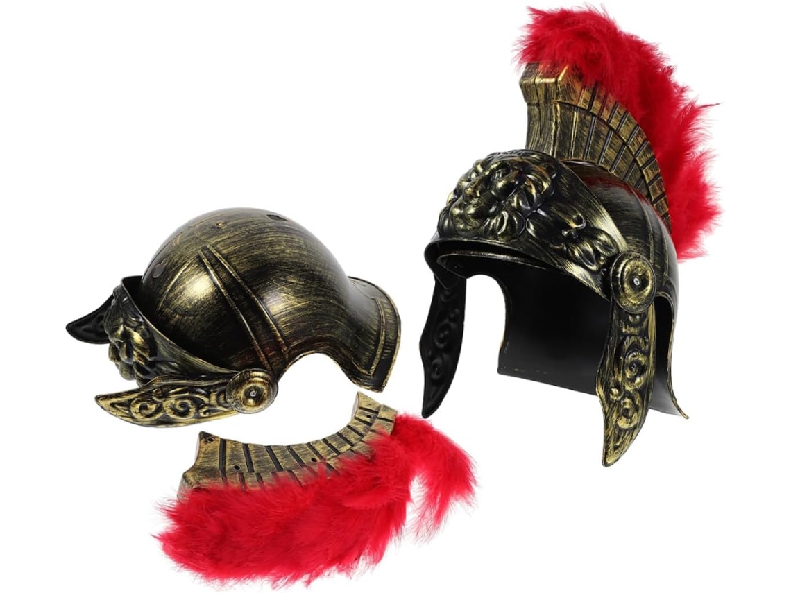 Capacete De Soldado Romano De Duas Peças Com Detalhe De Leão, Acessório Leve E Confortável.
