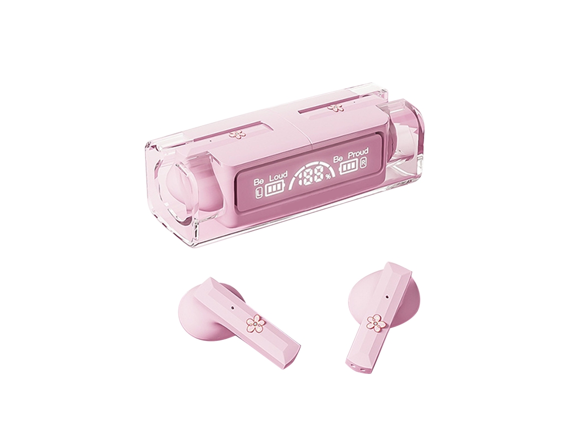 Fones Bluetooth LAXISCREED Rosa Redução Ruído Cartoon