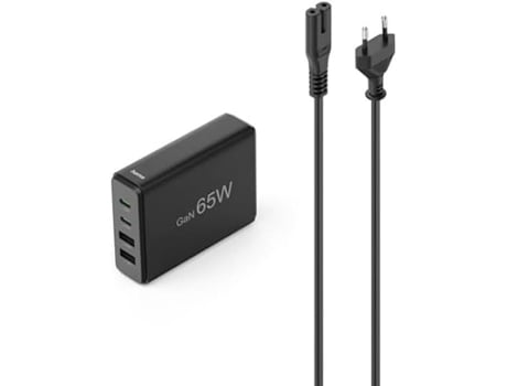 Estação de Carregamento USB - Hama - 4 Portas - GAN - Carga Rápida 65W - Power Delivery e Quick Charge