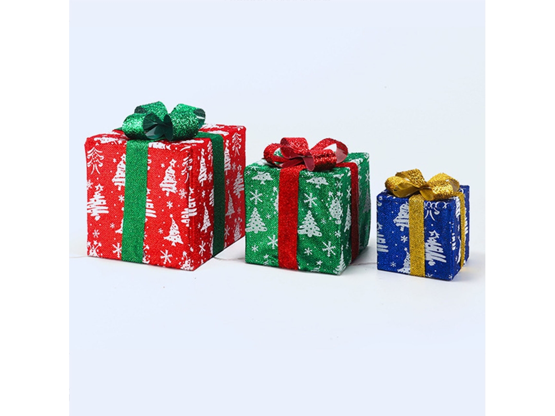 Caixa De Luz De Presente De Natal (8 Funções, Floco De Neve De Tecido) Eoocoo