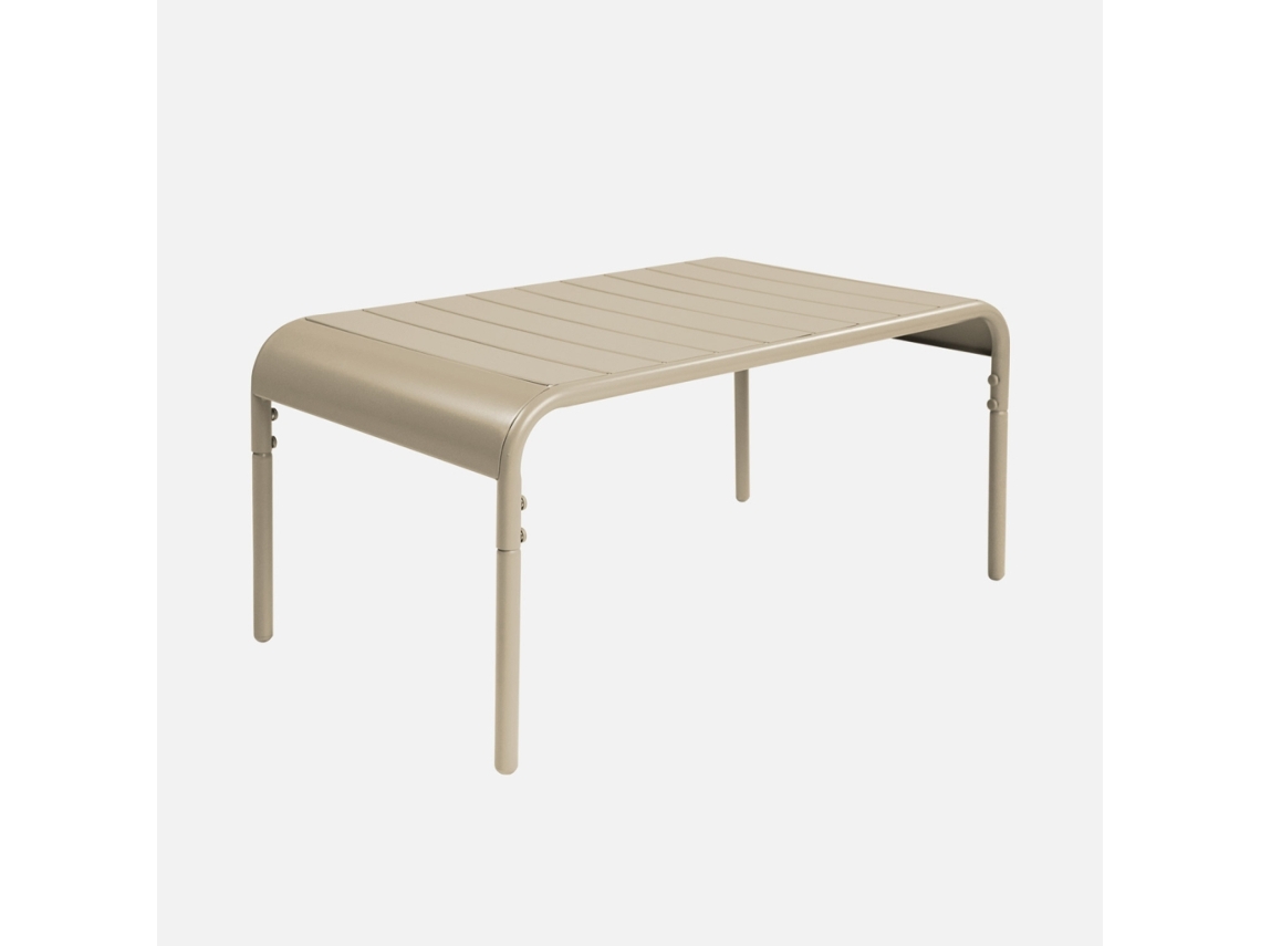 Mesa De Centro De Jardim Bistrô Quadrada Em Aço, 90cm, Bege