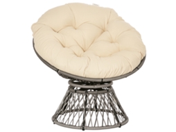 Cadeira giratória Papasan ZENCORE SERVICES, Ø97x90 cm, com almofada, creme