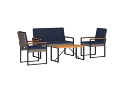 Maison Exclusive - Conjunto De Móveis Para Exterior 4 Pcs Cinza E Azul Marinho
