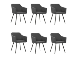 Vidaxl Cadeiras De Jantar 6 Pcs Tecido Cinzento-escuro