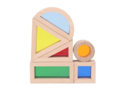 Mali blocos de Madeira Translúcidos para Bebê: Jogo Educativo de Montagem Sensorial Geométrico