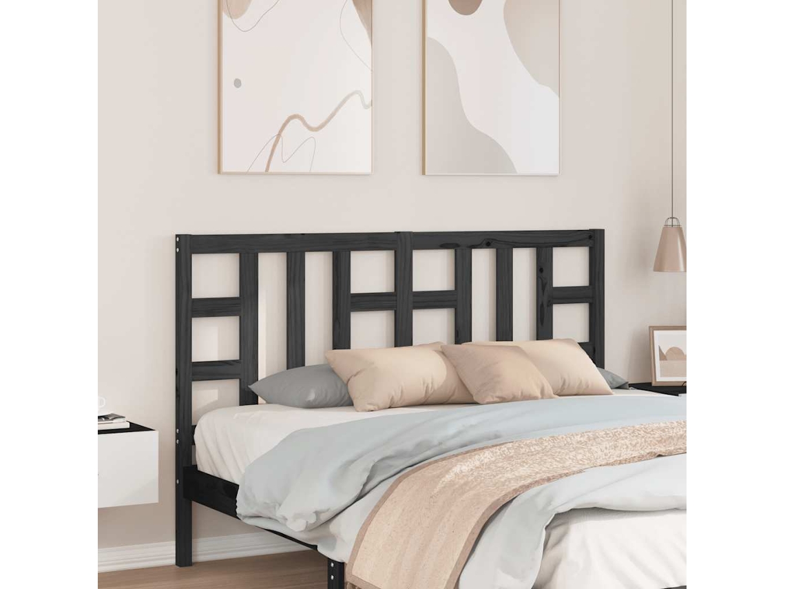 Vidaxl Cabeceira De Cama 146x4x100 Cm Pinho Maciço Preto