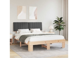 Vidaxl Estrutura De Cama Com Cabeceira Estofada Cinza Escuro
